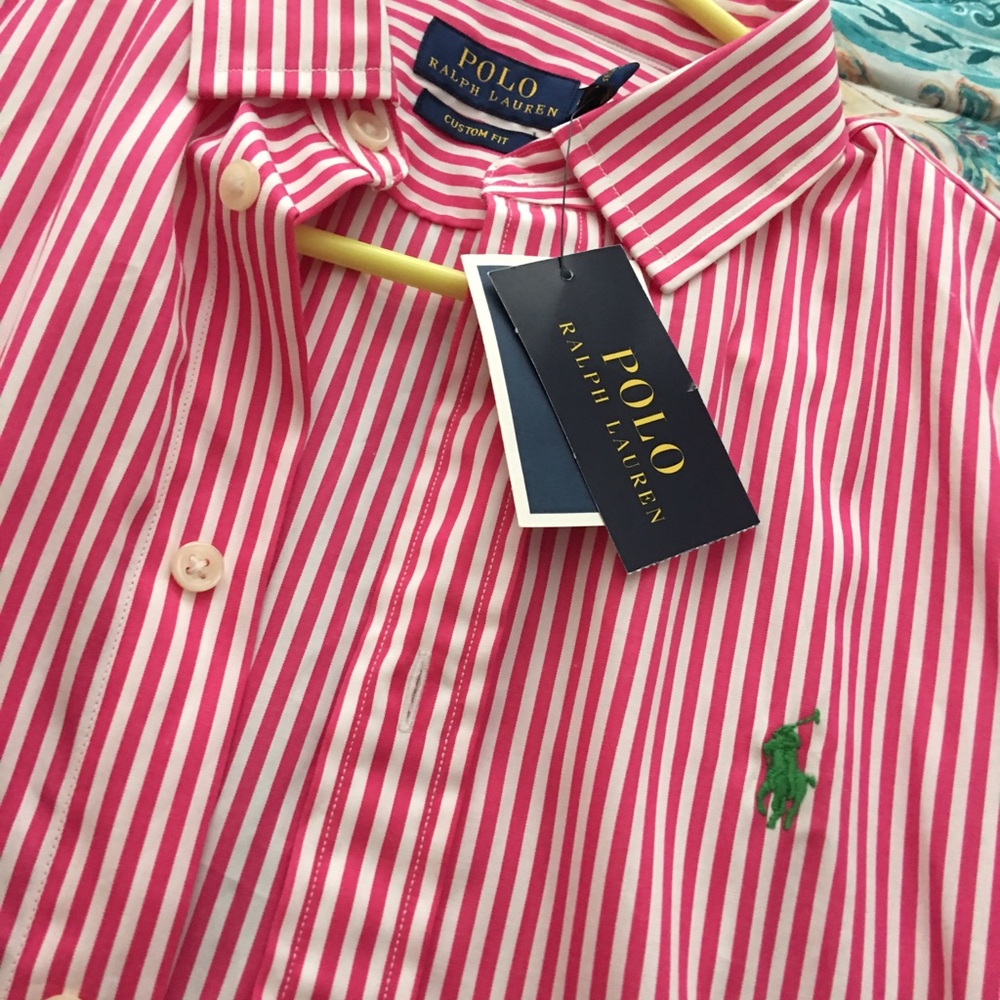 Pink & White Striped Button Down